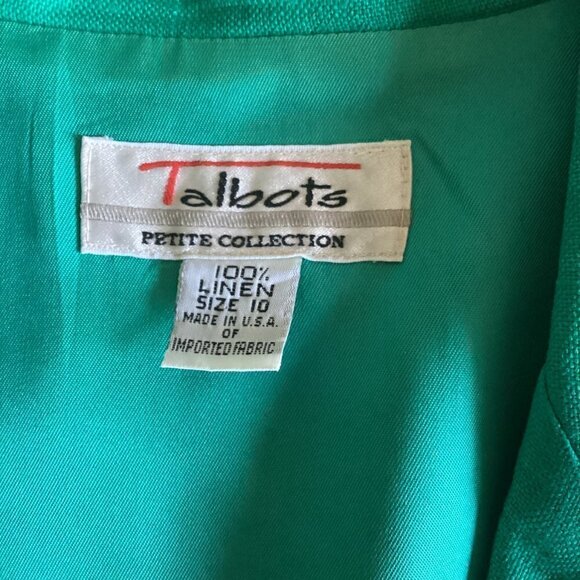 Talbots Petite Collection Sz 10 Linen Blazer Jacket Teal/Blue-Green 69N - Picture 6 of 7